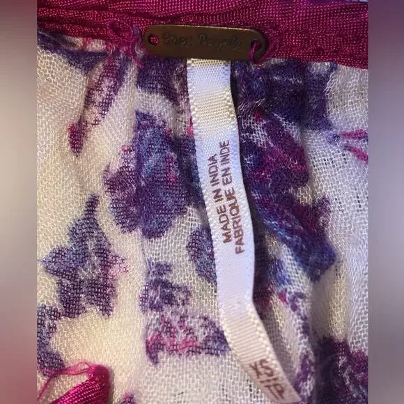 Free people rose garden dress in violet combo XS boho purple pink handkerchief - Picture 4 of 5
